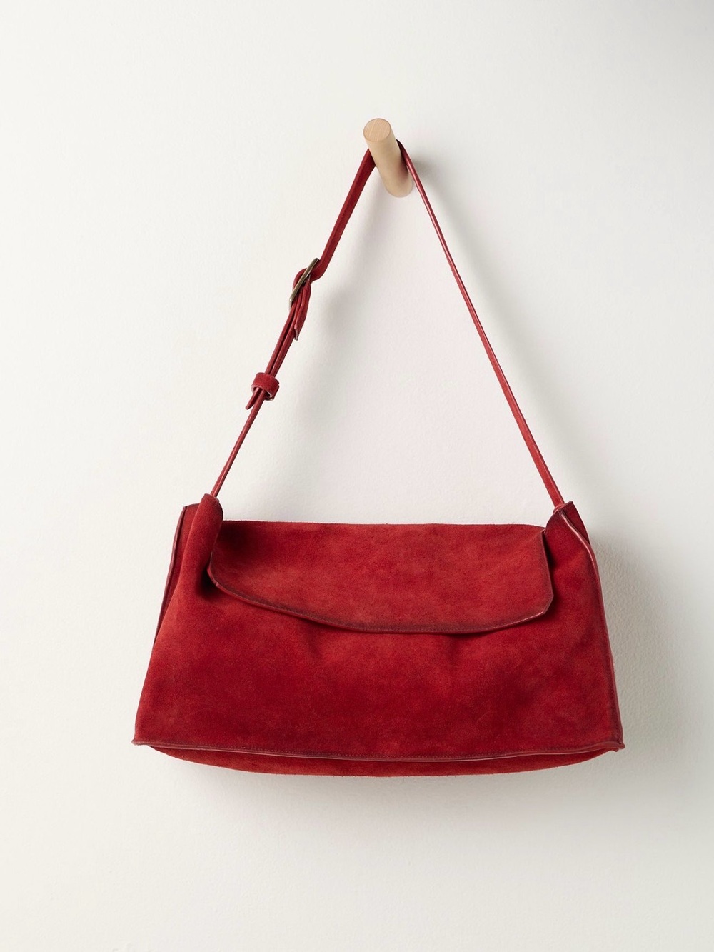 Fall Vintage Fashion Red Suede Free People Lotte Messenger Bag, NWT